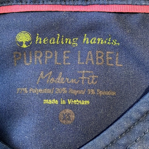 Healing Hands Purple Label Modern Fit XS Scrub Top - Navy - Picture 3 of 3